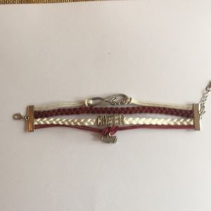 Multi strand leather/nylon cord Cheer bracelet